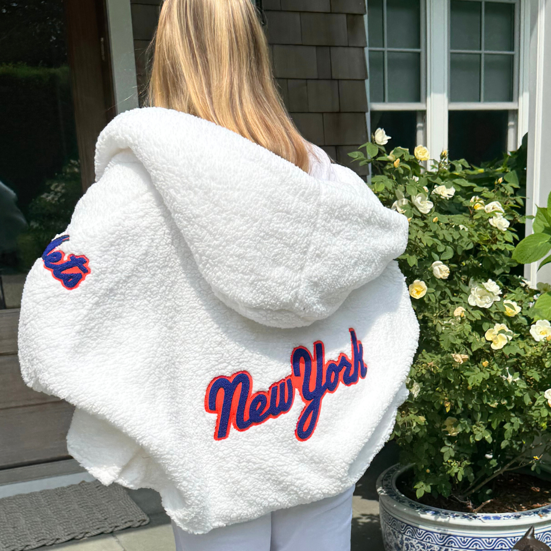 New York Mets Remix Logo Cropped Sherpa Lounger Jacket
