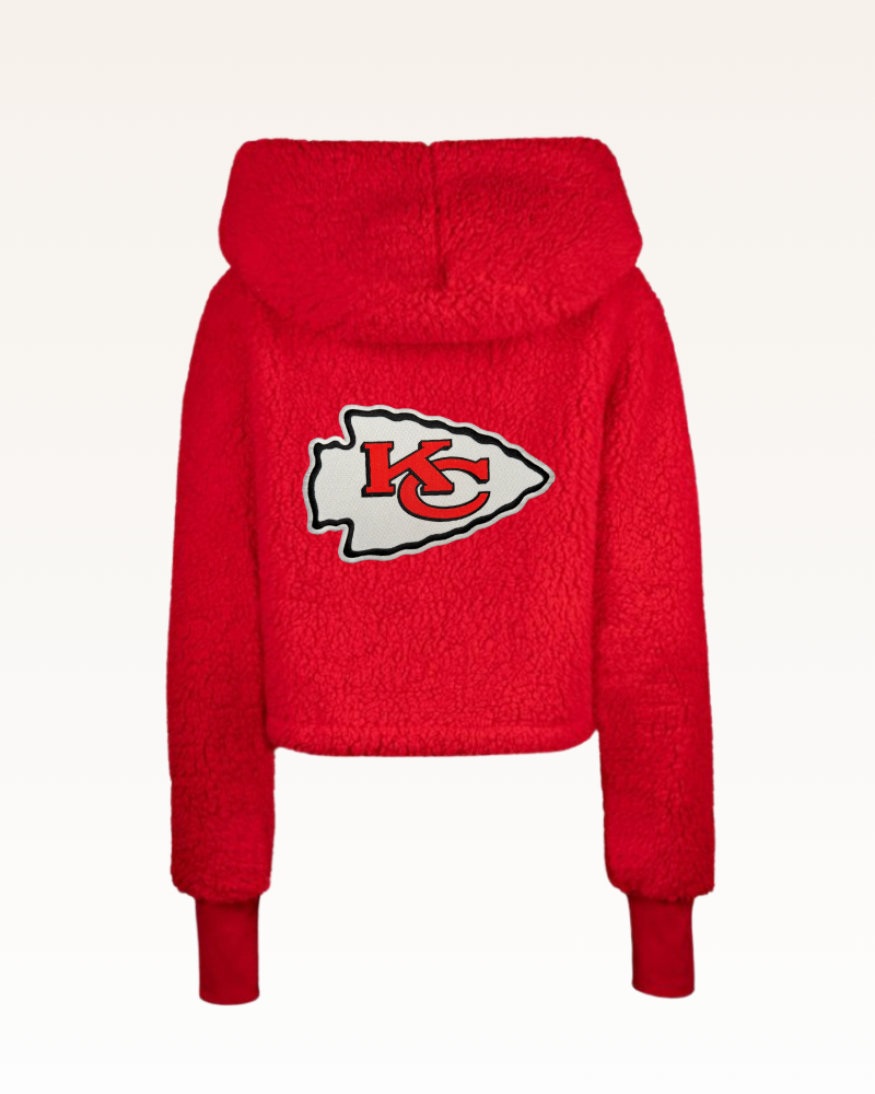 Kansas City Chiefs Logo Cropped Sherpa Lounger Jacket