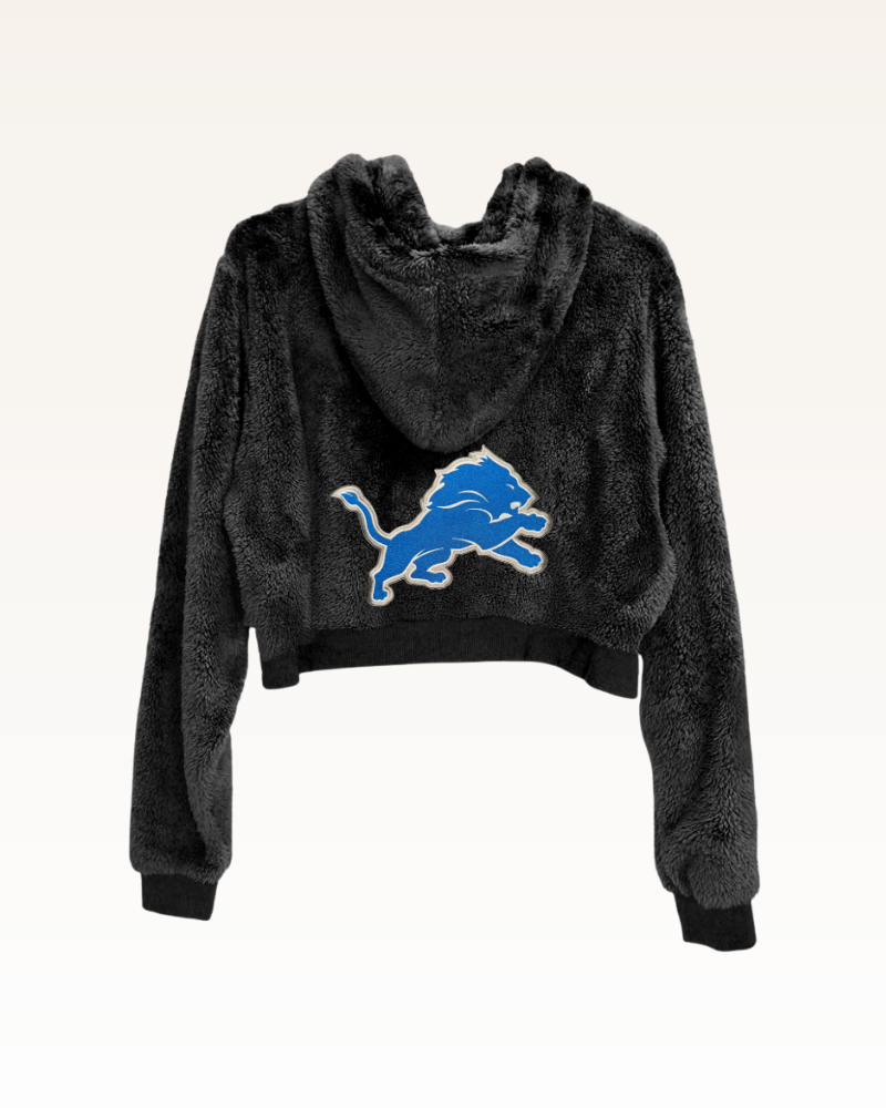 Detroit Lions Logo Cropped Sherpa Hoodie