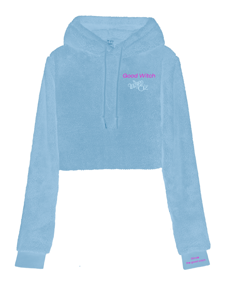 Light blue hoodie with 'Good Witch' text on a white background