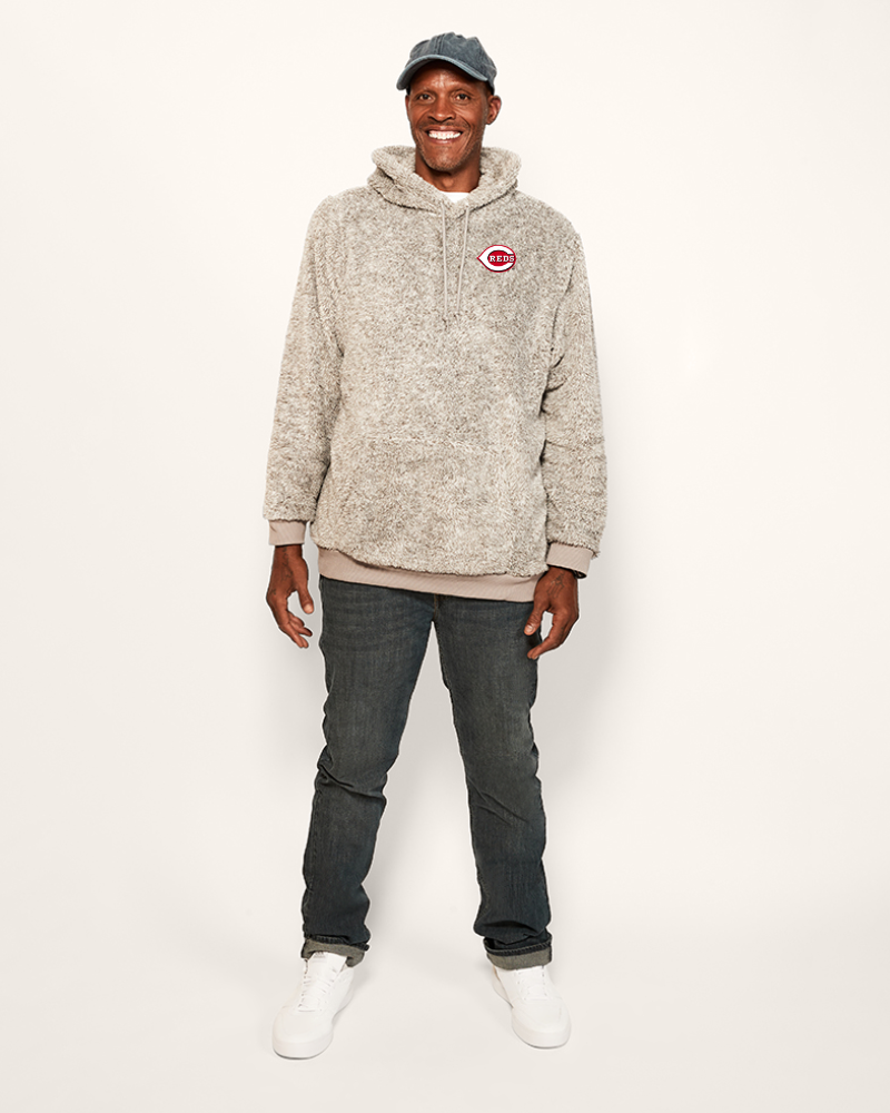 Cincinnati Reds Unisex Hoodie in Heather Grey | Soft Sherpa