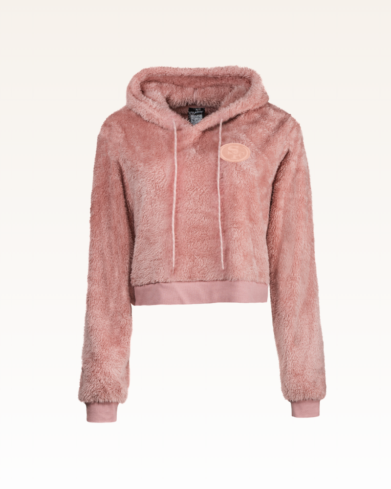 San Francisco 49ers Pink Tonal Cropped Sherpa Hoodie