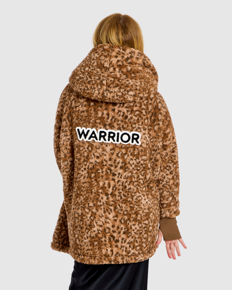The Warrior Effect™ by Jill Martin Chenille Logo Sherpa Lounger Jacket - Leopard