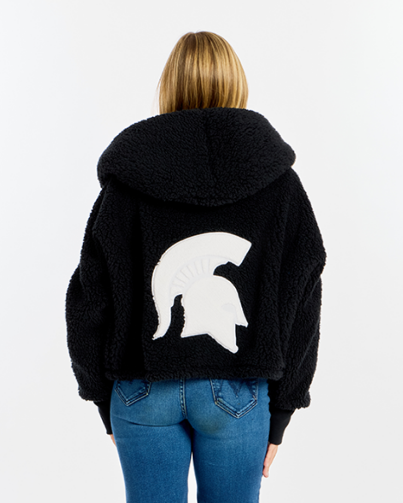 Michigan State University Logo Cropped Sherpa Lounger Jacket