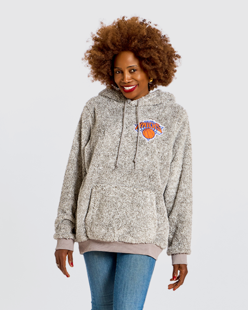 New York Knicks Chenille Logo Unisex Sherpa Hoodie