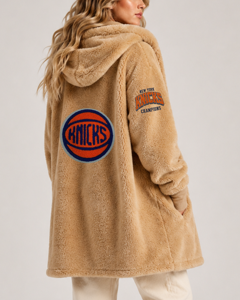 New York Knicks 2026 NBA Champions Remix Logo Lounger Lite Jacket - Caramel Teddy