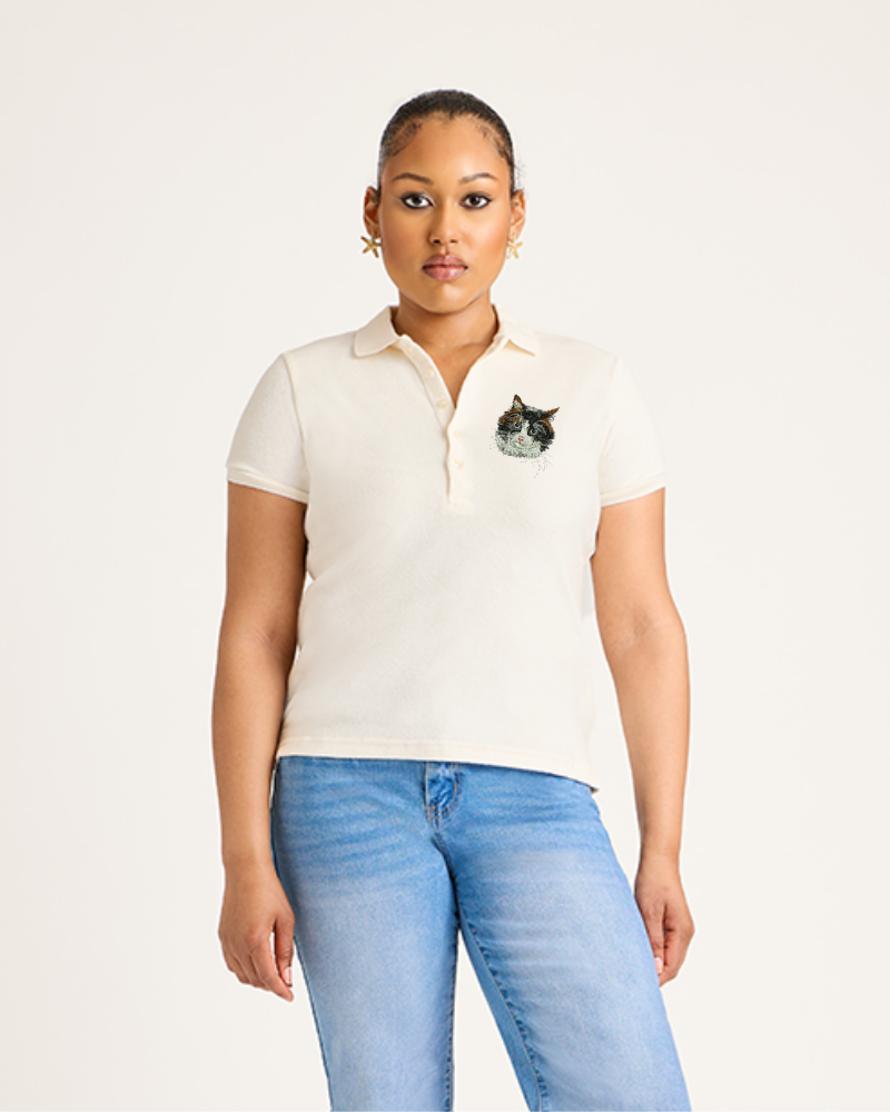 Personalized Embroidered Pet Women's Terry Polo - White