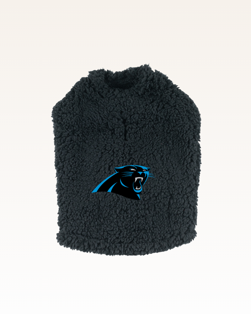 black sherpa pet jacket with Detroit lion logo