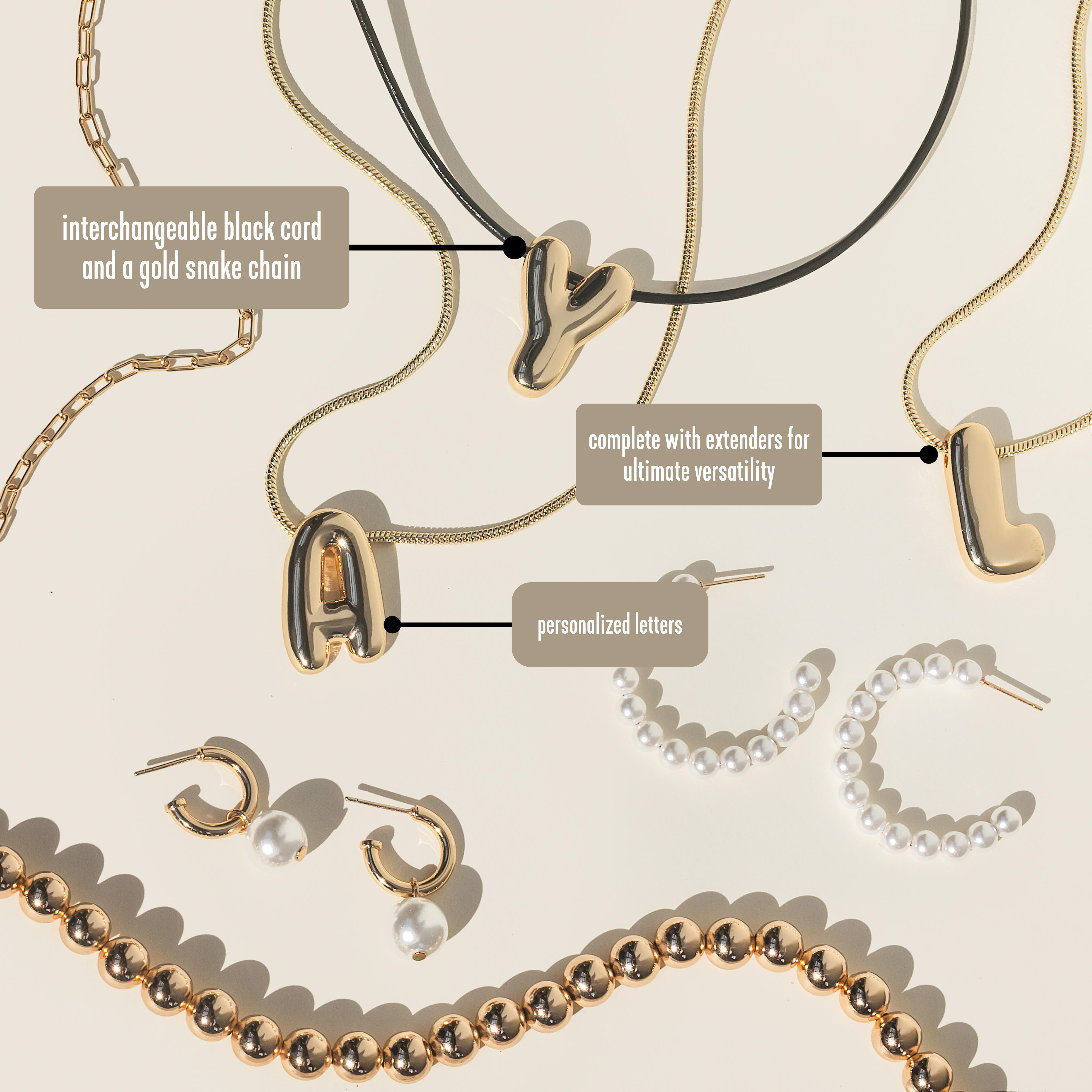 Leo & Luca by Hara Large Balloon Initial Necklace