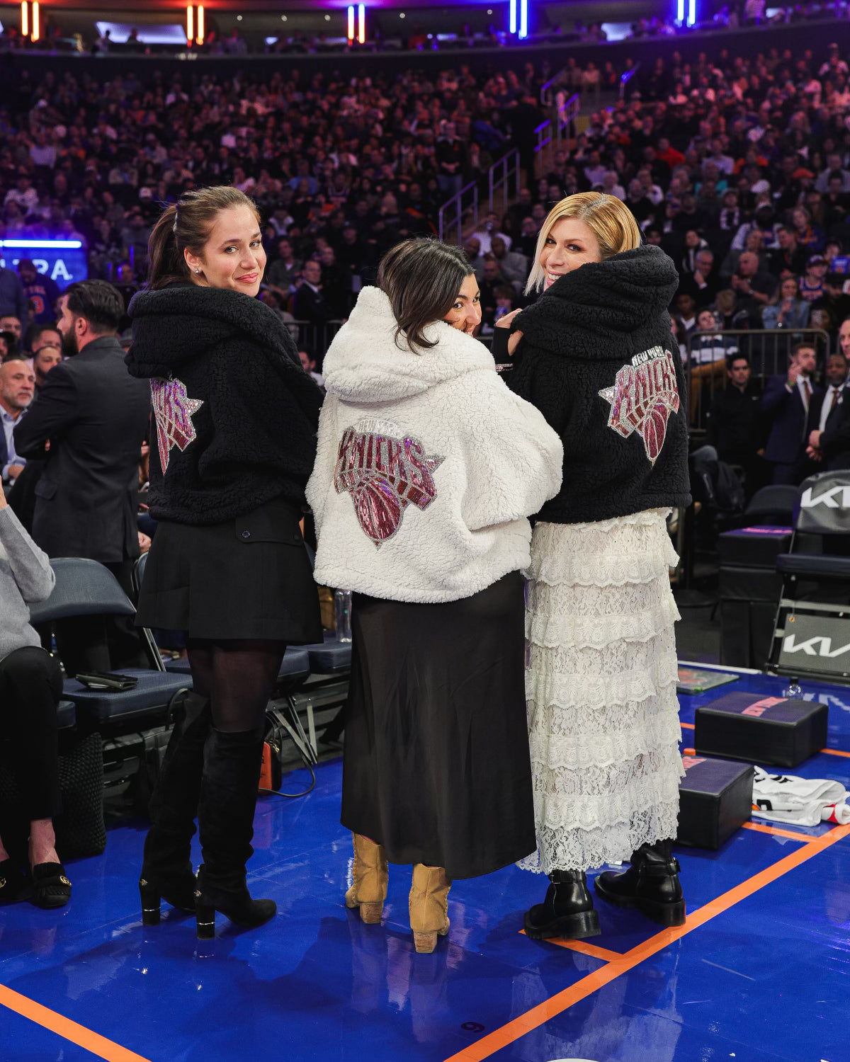 New York Knicks Hand Cut Crystal Limited Edition Cropped Sherpa Lounger Jacket