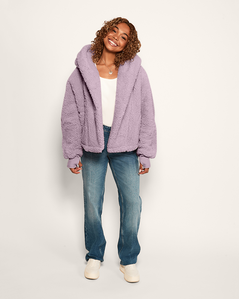 Classic Cropped Lounger in Lilac | Soft Sherpa Hoodies & Lounger