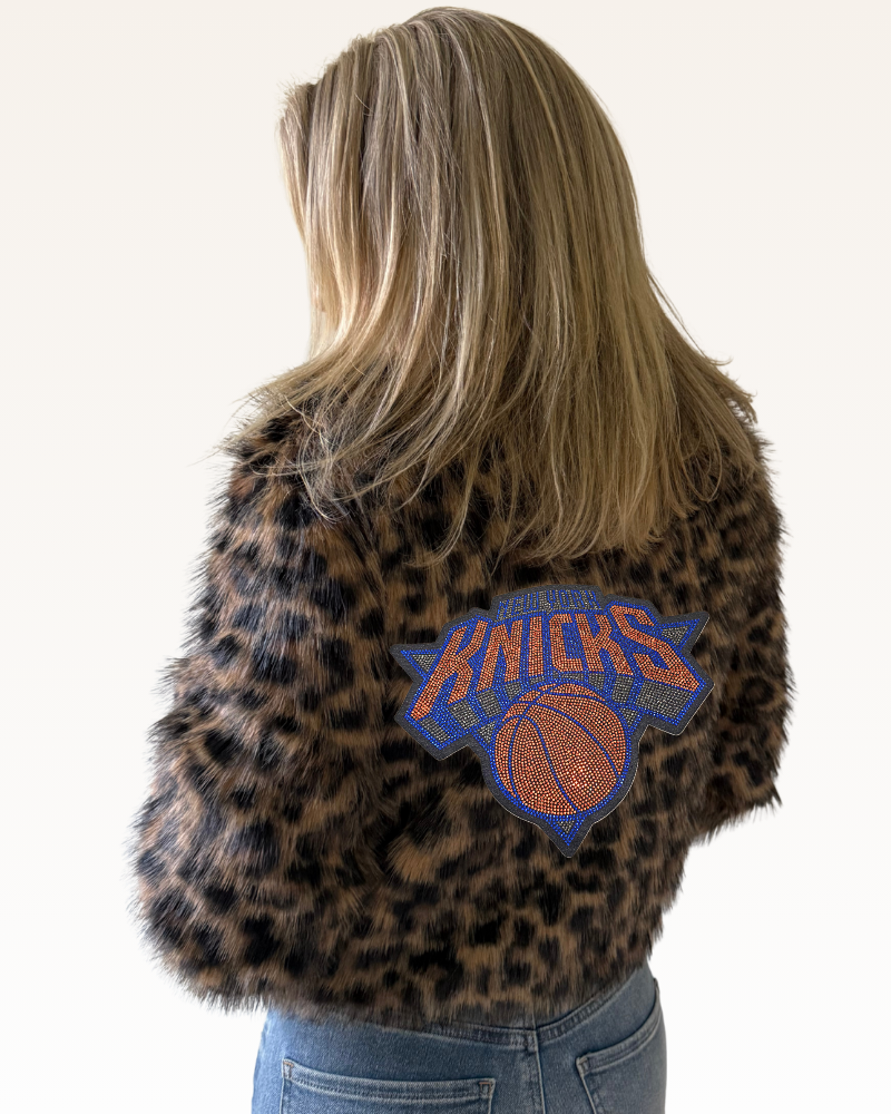 New York Knicks Bedazzled Logo Faux Fur (NBA Lined) Jacket