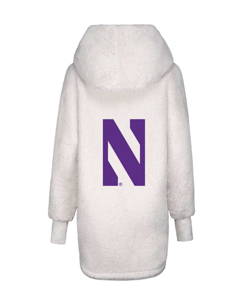 White lounger with a purple 'N' logo on the back against a white background