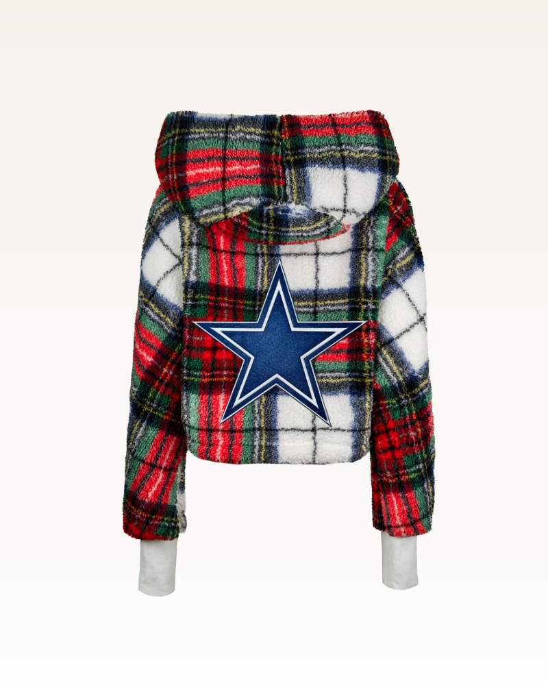 plaid cropped lounger with dallas cowboys logo