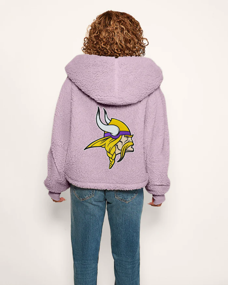 Minnesota Vikings Cropped Sherpa Lounger Jacket Minnesota Vikings Cropped Sherpa Lounger Jacket