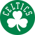 A green circle with a white shamrock in the center and the word Celtics written in bold, white capital letters arched at the top.