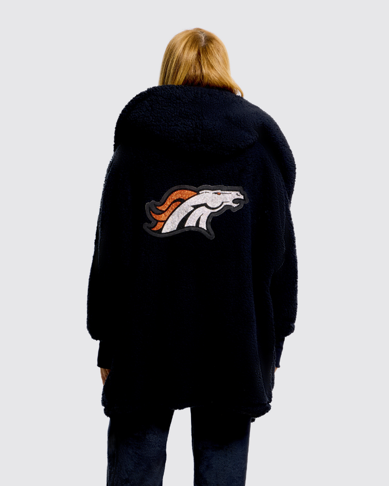 Denver Broncos Bedazzled Sherpa Lounger Jacket - Black