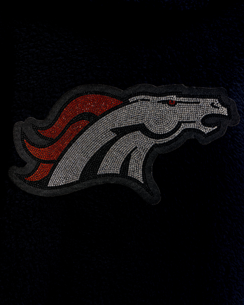 Denver Broncos Bedazzled Sherpa Lounger Jacket - Black