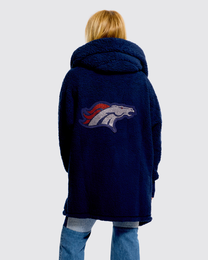 Denver Broncos Bedazzled Sherpa Lounger Jacket - Navy