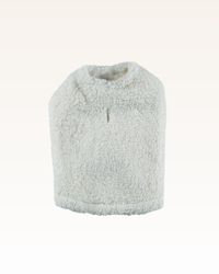 White sherpa pet jacket on a white background