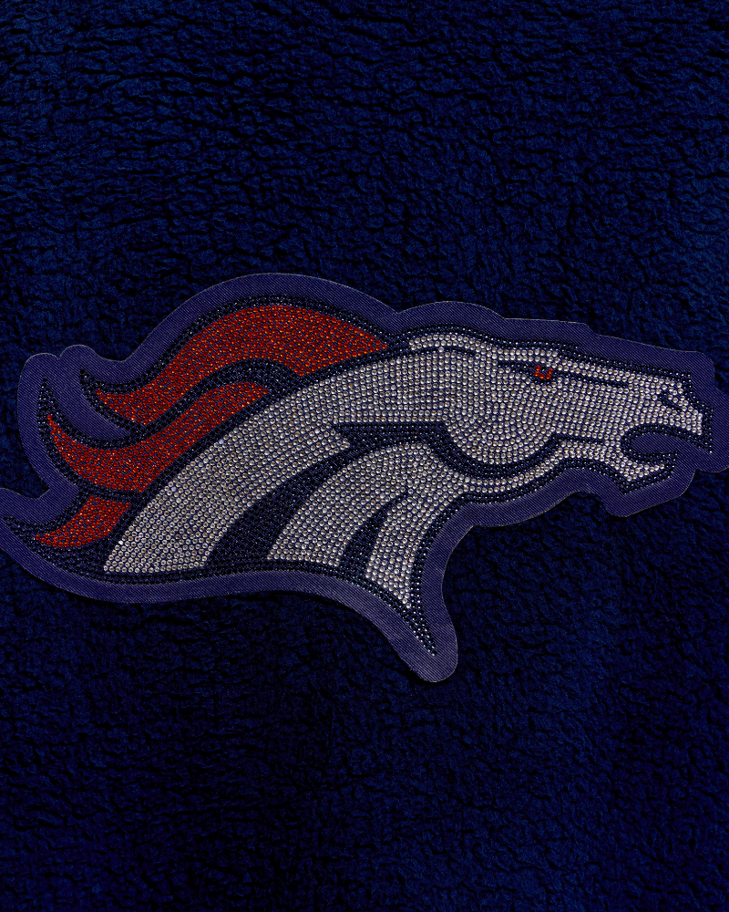Denver Broncos Bedazzled Sherpa Lounger Jacket - Navy