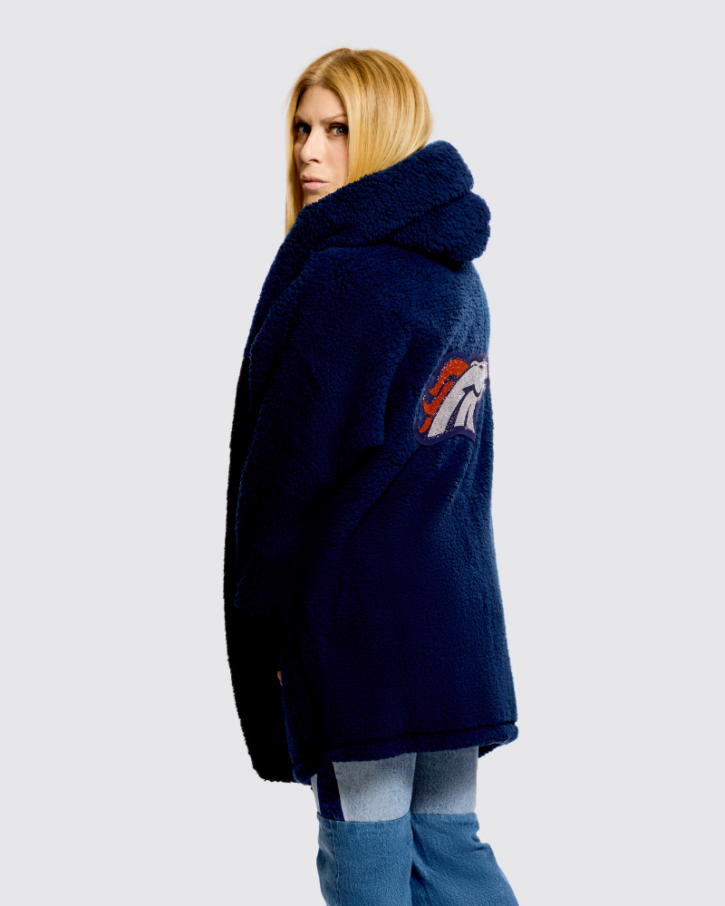 Denver Broncos Bedazzled Sherpa Lounger Jacket - Navy