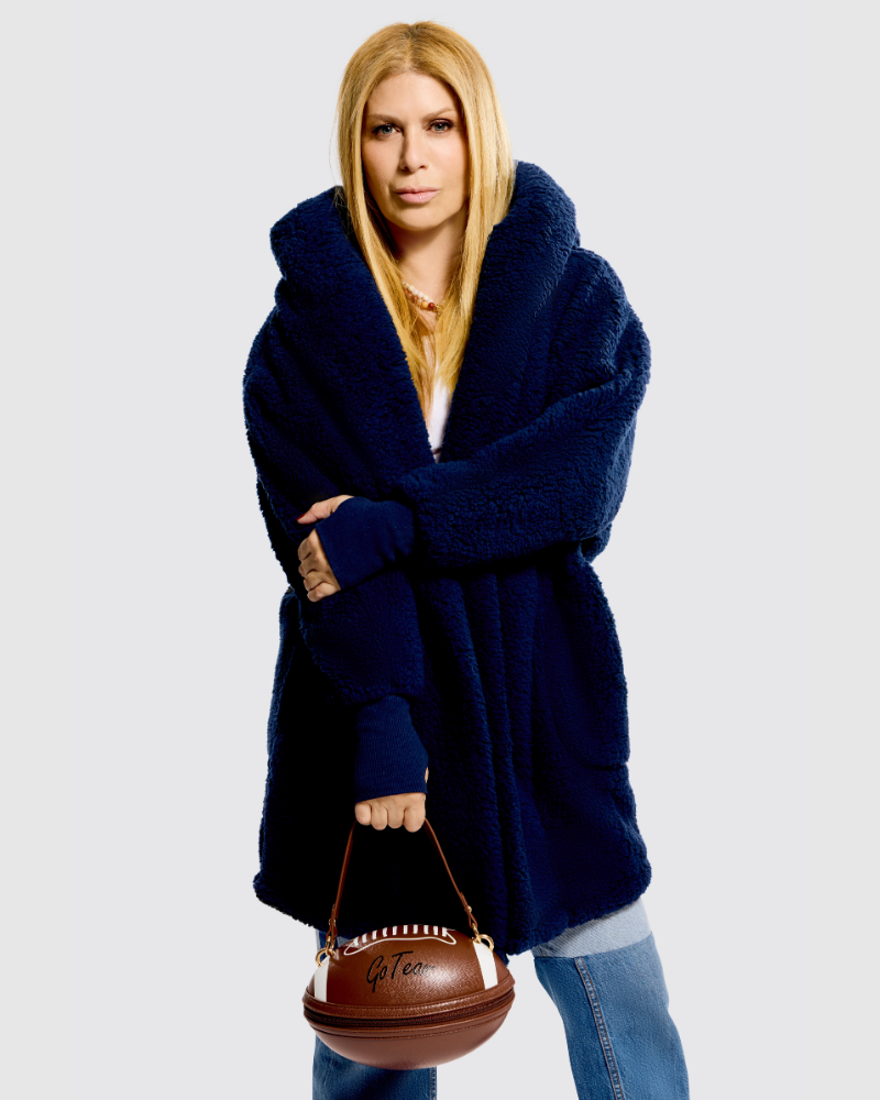 Denver Broncos Bedazzled Sherpa Lounger Jacket - Navy
