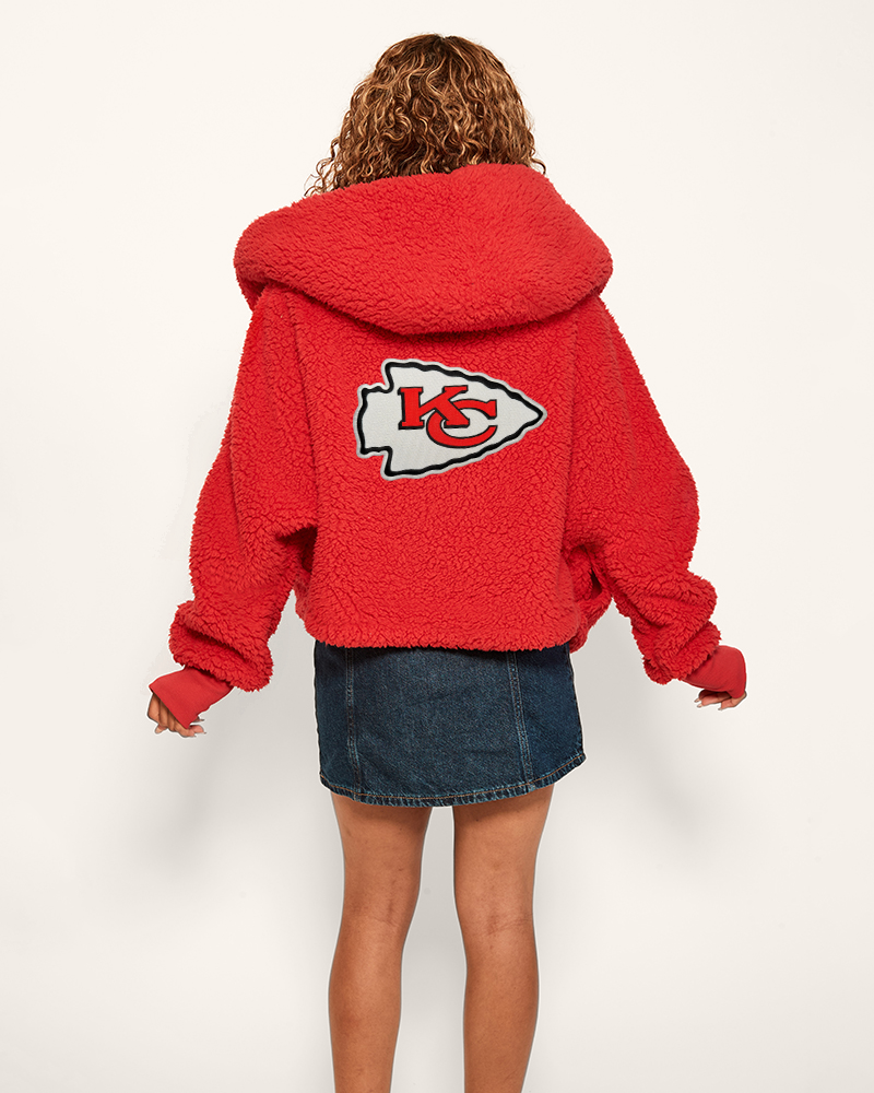 Kansas City Chiefs Logo Cropped Sherpa Lounger Jacket