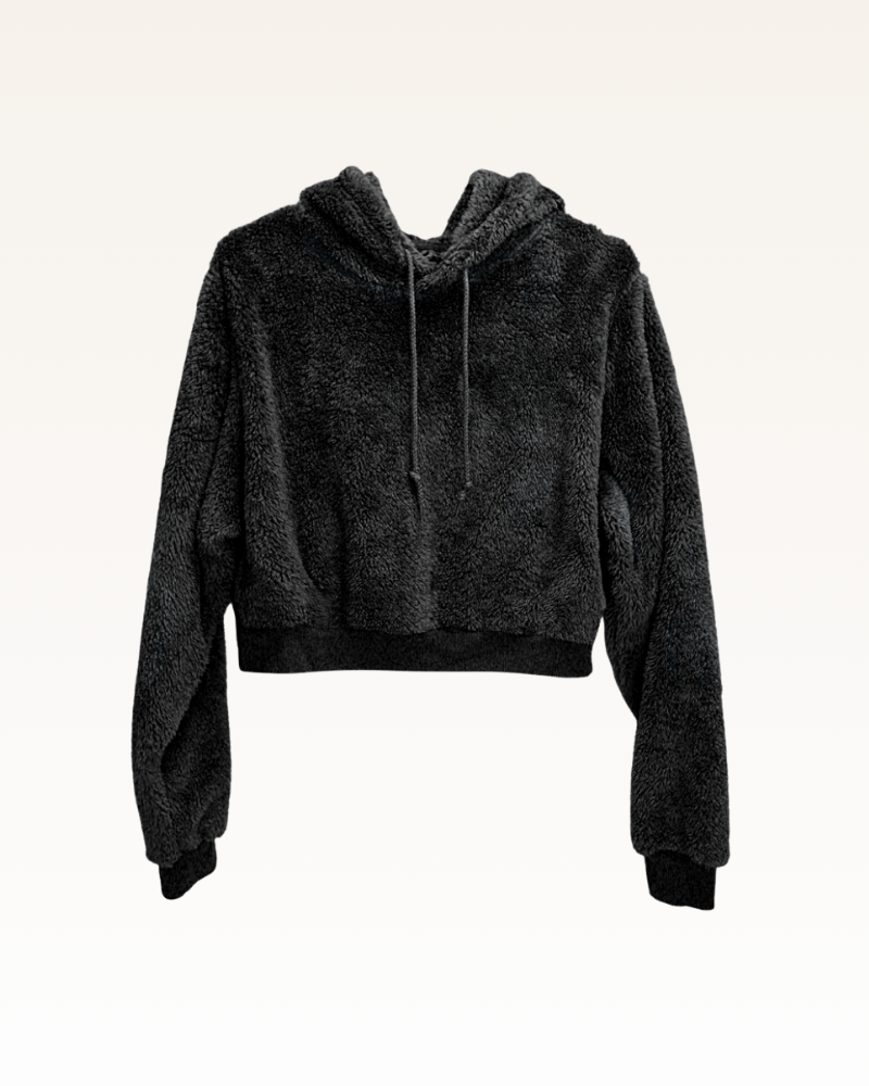 Detroit Lions Logo Cropped Sherpa Hoodie