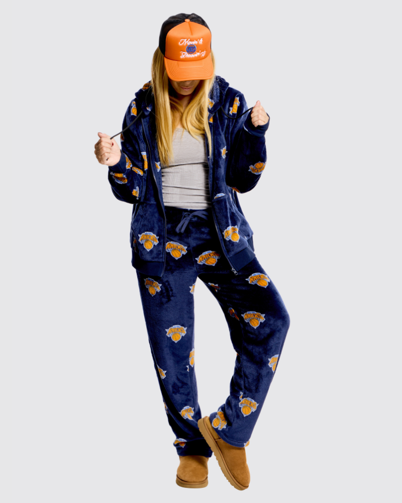 New York Knicks All Over Print Unisex Plush Pant - Navy