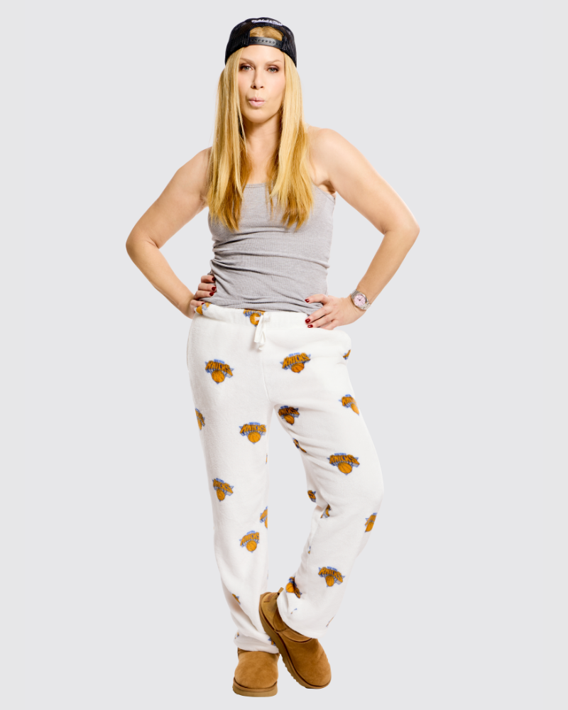 New York Knicks All Over Print Unisex Plush Pant - White