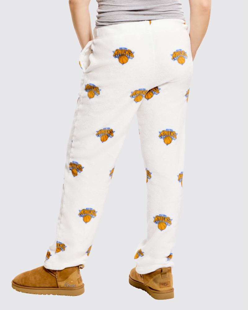 New York Knicks All Over Print Unisex Plush Pant - White