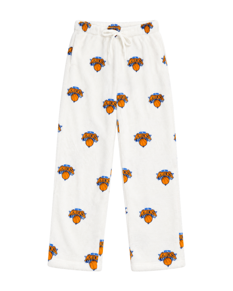 New York Knicks All Over Print Unisex Plush Pant - White