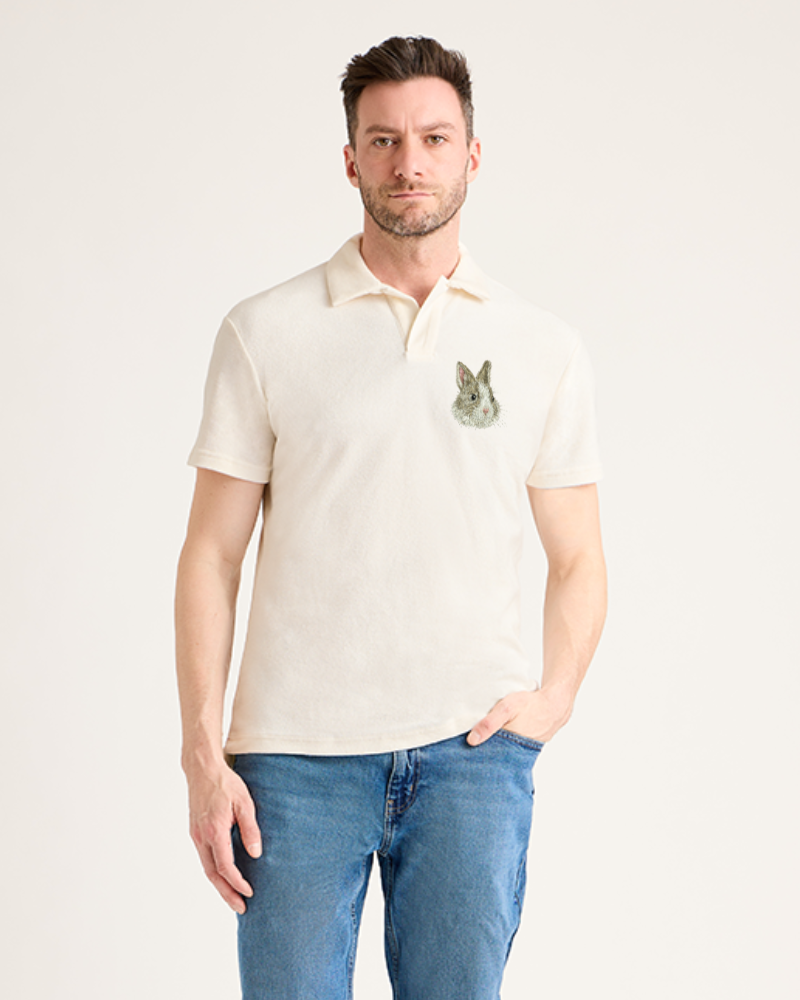 Personalized Embroidered Pet Men's Terry Polo - White