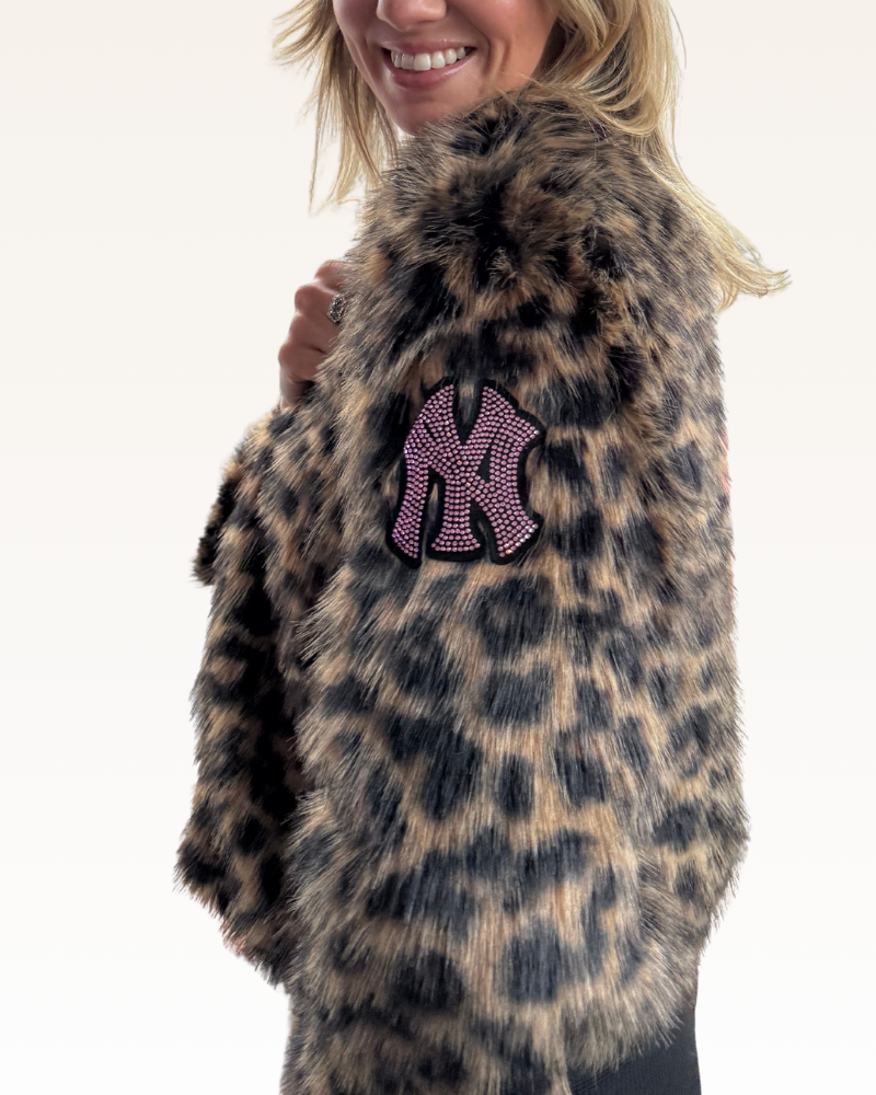 New York Yankees Bedazzled Arm Logo (MLB Lined) Faux Fur Jacket