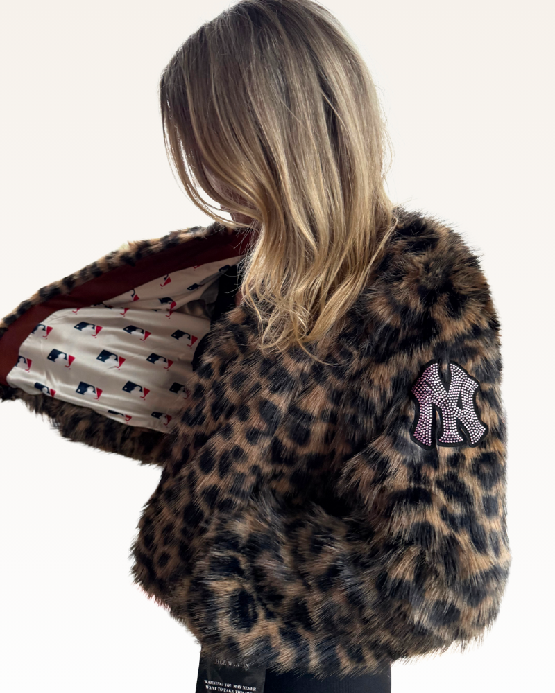 New York Yankees Bedazzled Arm Logo (MLB Lined) Faux Fur Jacket