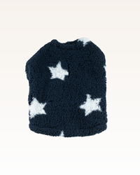sherpa pet jacket in navy w/ white stars