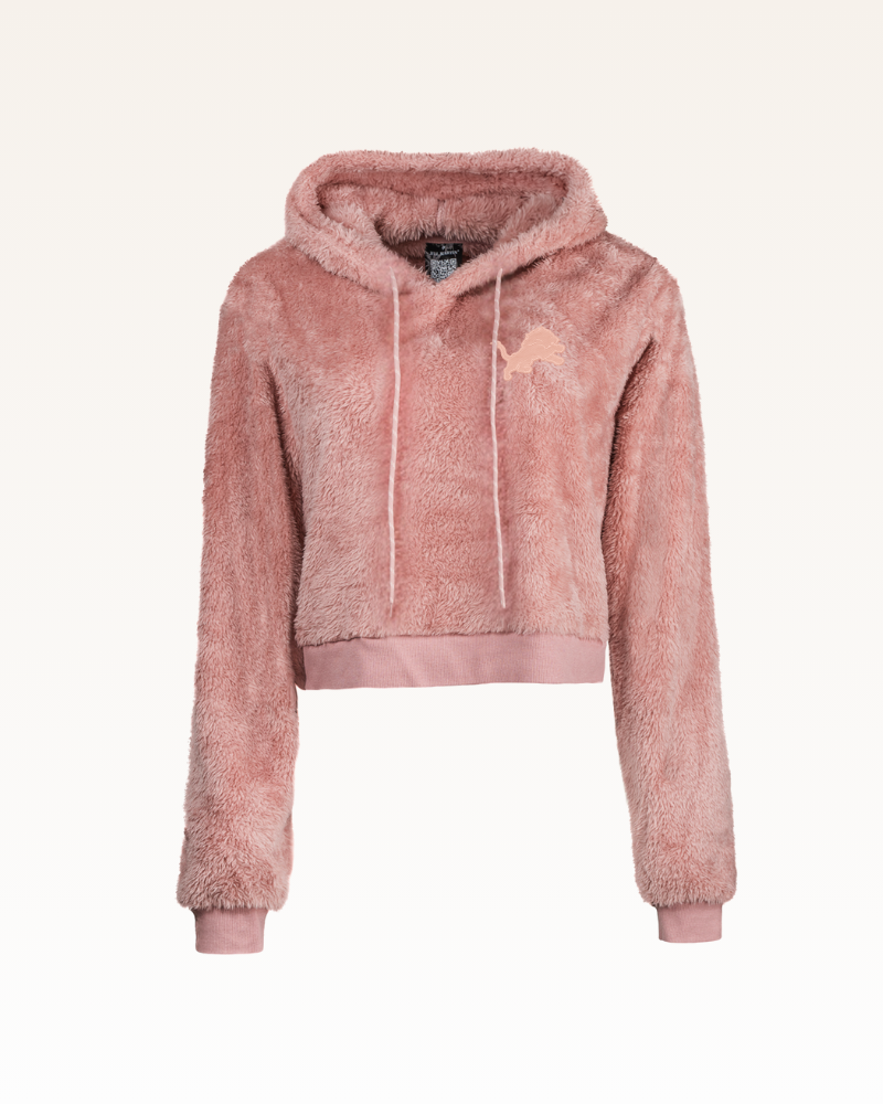 Detroit Lions Pink Tonal Cropped Sherpa Hoodie