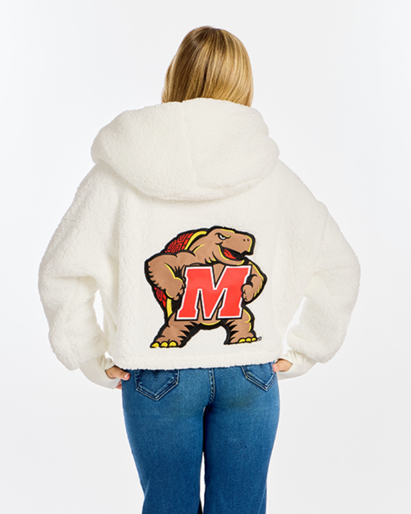 University of Maryland Cropped Sherpa Lounger Jacket White