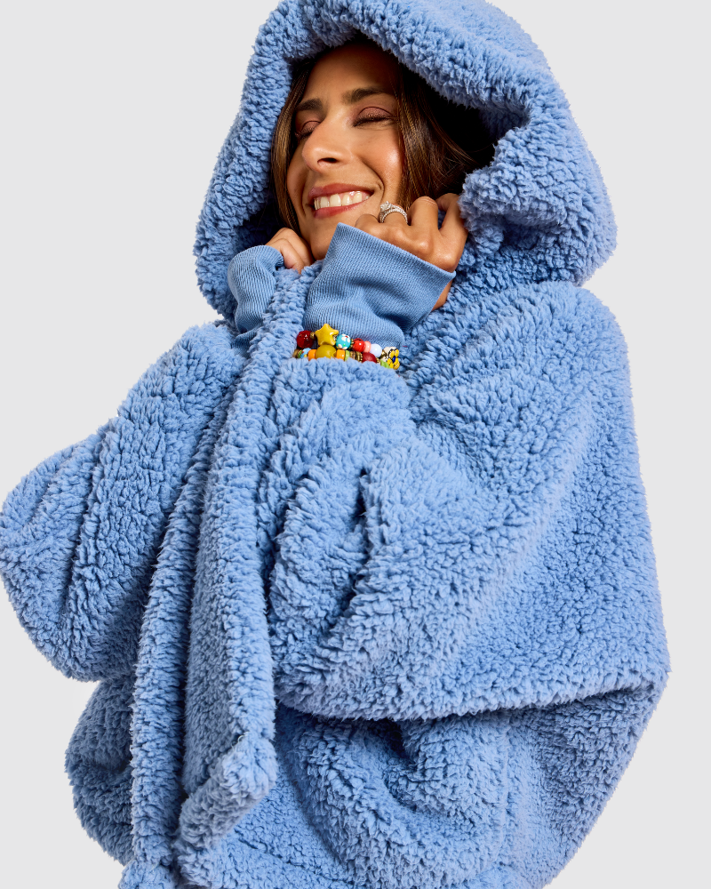 Classic Cropped Sherpa Lounger Jacket - Faded Denim