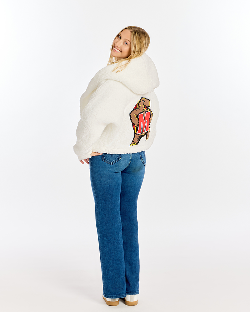 University of Maryland Cropped Sherpa Lounger Jacket White