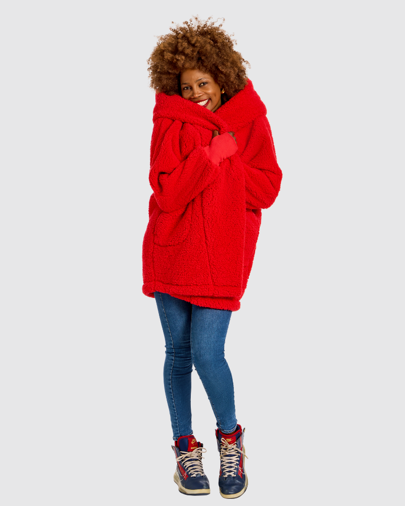 Classic Unisex Sherpa Lounger Jacket - Red