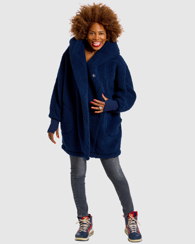 Classic Unisex Sherpa Lounger Jacket - Navy