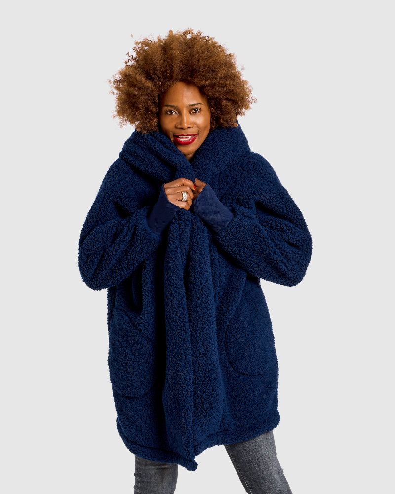 Classic Unisex Sherpa Lounger Jacket - Navy