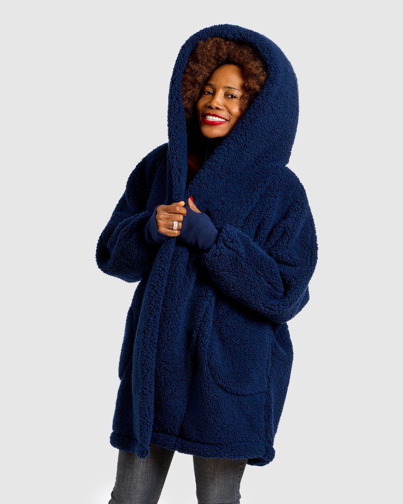 Classic Unisex Sherpa Lounger Jacket - Navy