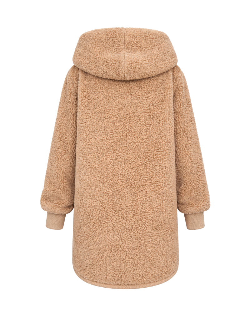 Brown teddy coat on a white background