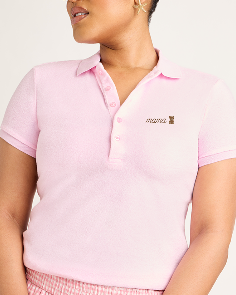 'mama bear' Women's Terry Polo - Pink