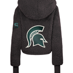 Michigan State University Remix Logo Cropped Sherpa Lounger Jacket