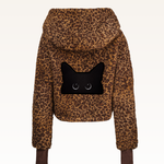 Beth's Furry Friends Black Cat Logo Cropped Sherpa Lounger Jacket