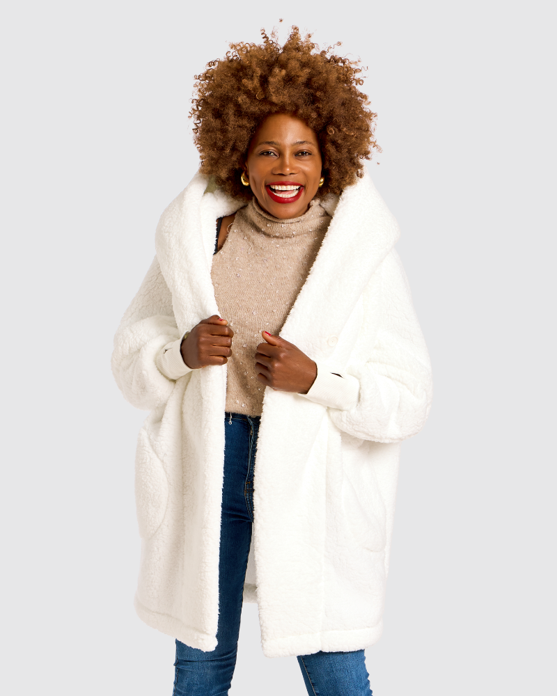 Classic Unisex Sherpa Lounger Jacket - White